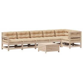 vidaXL 7-tlg. Garten-Lounge-Set mit Kissen Massivholz Kiefer