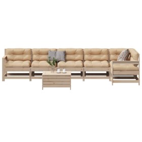 vidaXL 7-tlg. Garten-Lounge-Set mit Kissen Massivholz Kiefer