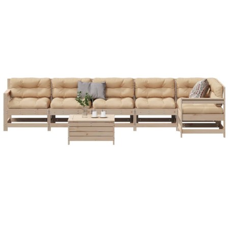 vidaXL 7-tlg. Garten-Lounge-Set mit Kissen Massivholz Kiefer
