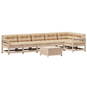 vidaXL 7-tlg. Garten-Lounge-Set mit Kissen Massivholz Kiefer