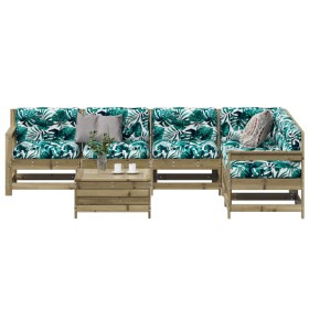 vidaXL 7-tlg. Garten-Lounge-Set mit Kissen Imprägniertes Kiefernholz