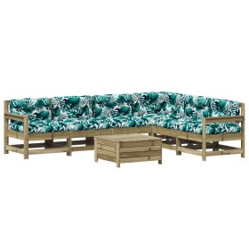 vidaXL 7-tlg. Garten-Lounge-Set mit Kissen Imprägniertes Kiefernholz