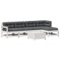 vidaXL 6-tlg. Garten-Lounge-Set mit Kissen Weiß Massivholz Kiefer vidaXL 6-tlg. Garten-Lounge-Set mit Kissen Weiß Massivholz Kiefer