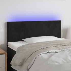 vidaXL LED Kopfteil Schwarz 100x5x78/88 cm Samt
