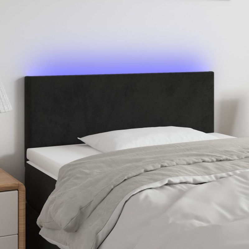 vidaXL LED Kopfteil Schwarz 100x5x78/88 cm Samt vidaXL LED Kopfteil Schwarz 100x5x78/88 cm Samt