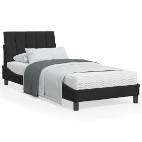 vidaXL Bettgestell mit LED-Leuchten Schwarz 90x190 cm Samt
