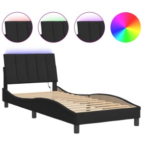 vidaXL Bettgestell mit LED-Leuchten Schwarz 90x190 cm Samt