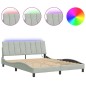 vidaXL Bettgestell mit LED-Leuchten Hellgrau 160x200 cm Samt vidaXL Bettgestell mit LED-Leuchten Hellgrau 160x200 cm Samt
