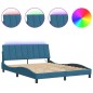 vidaXL Bettgestell mit LED-Leuchten Blau 160x200 cm Samt vidaXL Bettgestell mit LED-Leuchten Blau 160x200 cm Samt