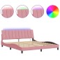 vidaXL Bettgestell mit LED-Leuchten Rosa 180x200 cm Samt vidaXL Bettgestell mit LED-Leuchten Rosa 180x200 cm Samt