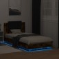 vidaXL Bettgestell mit Kopfteil und LED-Leuchten Räuchereiche 90x190cm vidaXL Bettgestell mit Kopfteil und LED-Leuchten Räuchereiche 90x190cm