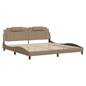vidaXL Bettgestell mit Kopfteil Cappuccino-Braun 200x200 cm Kunstleder