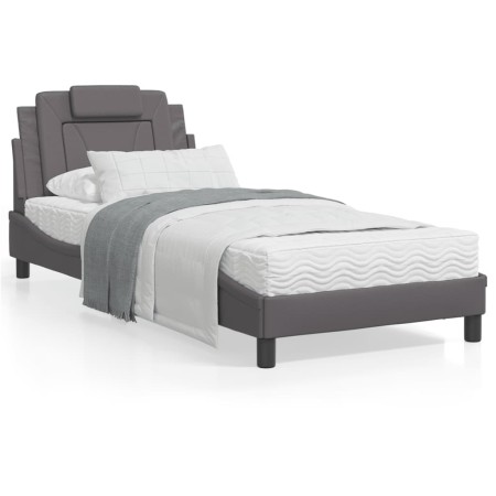 vidaXL Bettgestell mit Kopfteil Grau 90x190 cm Kunstleder