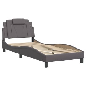 vidaXL Bettgestell mit Kopfteil Grau 90x190 cm Kunstleder