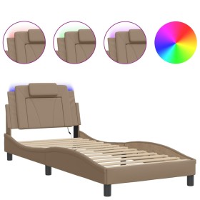 vidaXL Bettgestell mit LED Cappuccino-Braun 80x200 cm Kunstleder