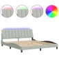 vidaXL Bettgestell mit LED-Leuchten Hellgrau 180x200 cm Samt vidaXL Bettgestell mit LED-Leuchten Hellgrau 180x200 cm Samt