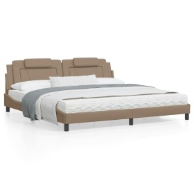 vidaXL Bettgestell mit LED Cappuccino-Braun 200x200 cm Kunstleder