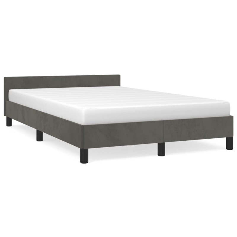 vidaXL Bettgestell mit Kopfteil Dunkelgrau 120x190 cm Samt vidaXL Bettgestell mit Kopfteil Dunkelgrau 120x190 cm Samt