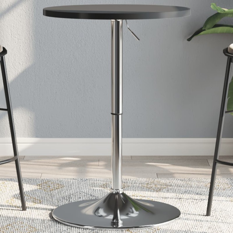 vidaXL Bartisch Schwarz 50x50x90 cm Holzwerkstoff Verchromter Stahl vidaXL Bartisch Schwarz 50x50x90 cm Holzwerkstoff Verchromter Stahl