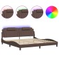 vidaXL Bettgestell mit LED Braun 200x200 cm Kunstleder vidaXL Bettgestell mit LED Braun 200x200 cm Kunstleder
