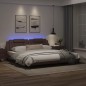 vidaXL Bettgestell mit LED Braun 200x200 cm Kunstleder vidaXL Bettgestell mit LED Braun 200x200 cm Kunstleder
