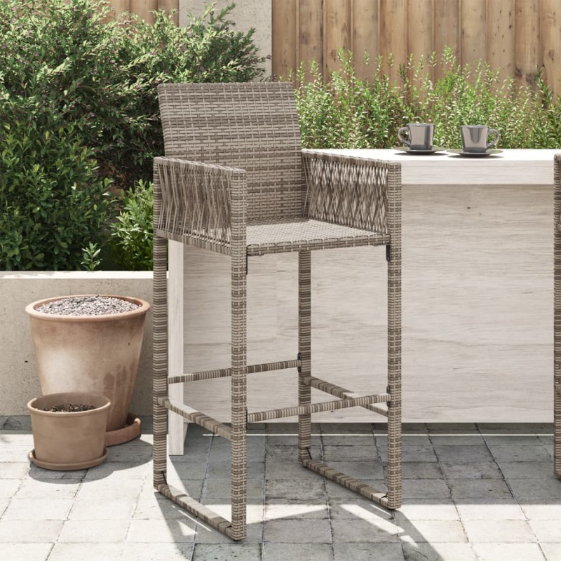 vidaXL Garten-Barhocker 2 Stk. Grau Poly Rattan vidaXL Garten-Barhocker 2 Stk. Grau Poly Rattan