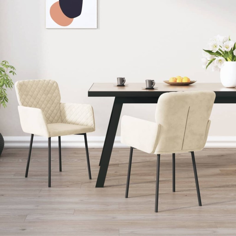 vidaXL Esszimmerstühle 2 Stk. Creme Samt vidaXL Esszimmerstühle 2 Stk. Creme Samt