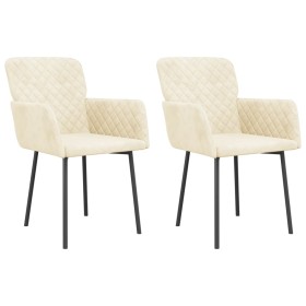 vidaXL Esszimmerstühle 2 Stk. Creme Samt