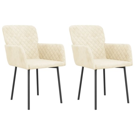 vidaXL Esszimmerstühle 2 Stk. Creme Samt