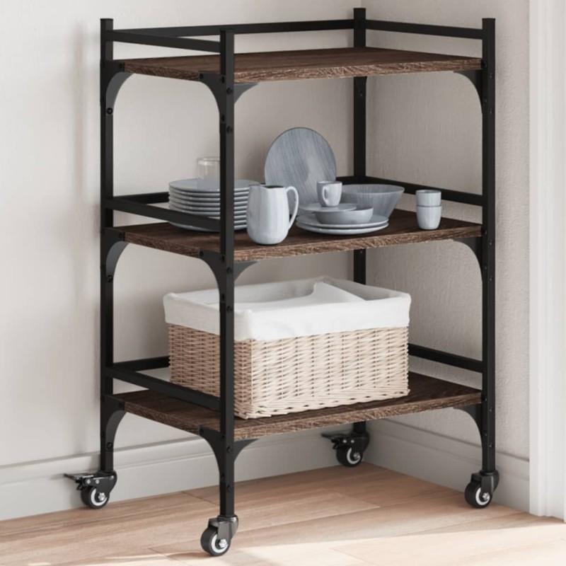vidaXL Küchenwagen Braun Eichen-Optik 50x35x75,5 cm Holzwerkstoff vidaXL Küchenwagen Braun Eichen-Optik 50x35x75,5 cm Holzwerkstoff