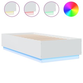 vidaXL Bettgestell mit LED Weiß 90x200 cm Holzwerkstoff