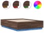 vidaXL Bettgestell mit LED Braun Eichen-Optik 140x190 cm Holzwerkstoff vidaXL Bettgestell mit LED Braun Eichen-Optik 140x190 cm Holzwerkstoff
