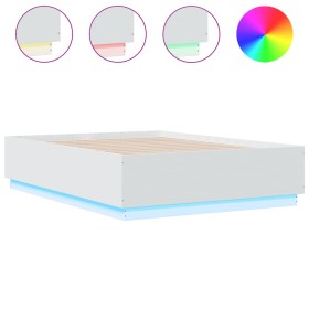 vidaXL Bettgestell mit LED Weiß 120x190 cm Holzwerkstoff