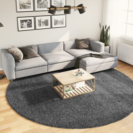 vidaXL Teppich OVIEDO Kurzflor Anthrazit Ø 280 cm