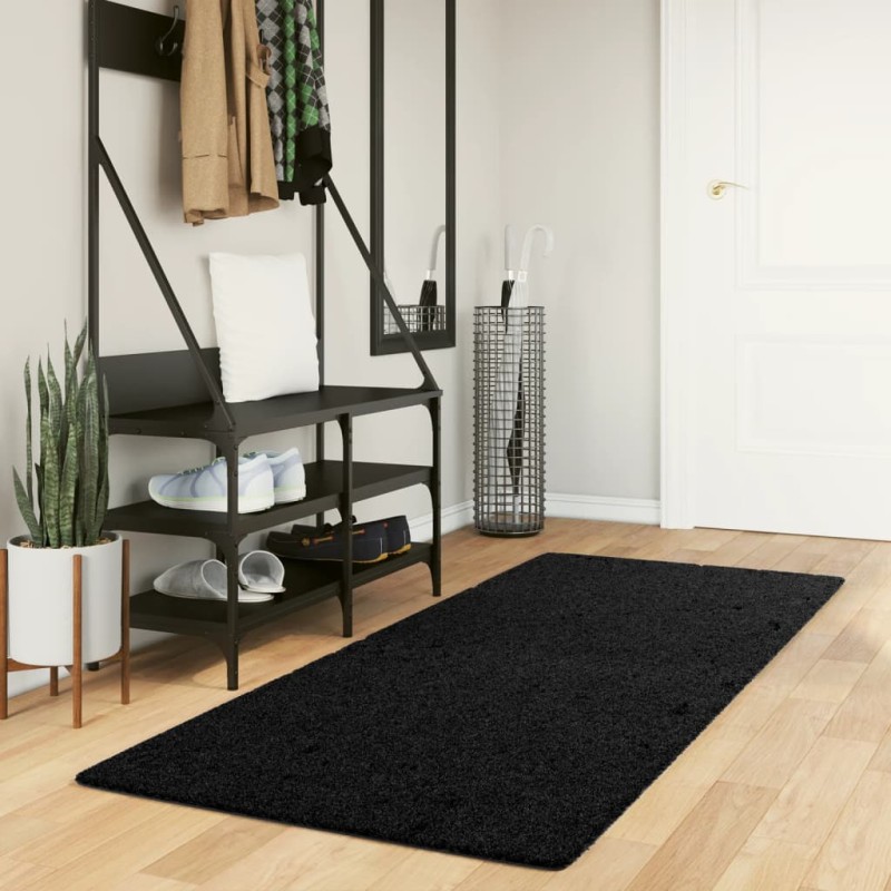 vidaXL Teppich OVIEDO Kurzflor Schwarz 80x200 cm vidaXL Teppich OVIEDO Kurzflor Schwarz 80x200 cm