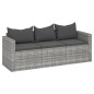 vidaXL Gartensofa 3-Sitzer mit Kissen Grau Poly Rattan vidaXL Gartensofa 3-Sitzer mit Kissen Grau Poly Rattan