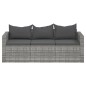 vidaXL Gartensofa 3-Sitzer mit Kissen Grau Poly Rattan vidaXL Gartensofa 3-Sitzer mit Kissen Grau Poly Rattan