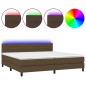 vidaXL Boxspringbett mit Matratze & LED Dunkelbraun 200x200 cm Stoff vidaXL Boxspringbett mit Matratze & LED Dunkelbraun 200x200 cm Stoff
