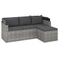 vidaXL 3-Sitzer-Gartensofa mit Dach und Fußhocker Grau Poly Rattan vidaXL 3-Sitzer-Gartensofa mit Dach und Fußhocker Grau Poly Rattan