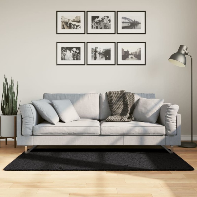 vidaXL Teppich OVIEDO Kurzflor Schwarz 80x150 cm vidaXL Teppich OVIEDO Kurzflor Schwarz 80x150 cm