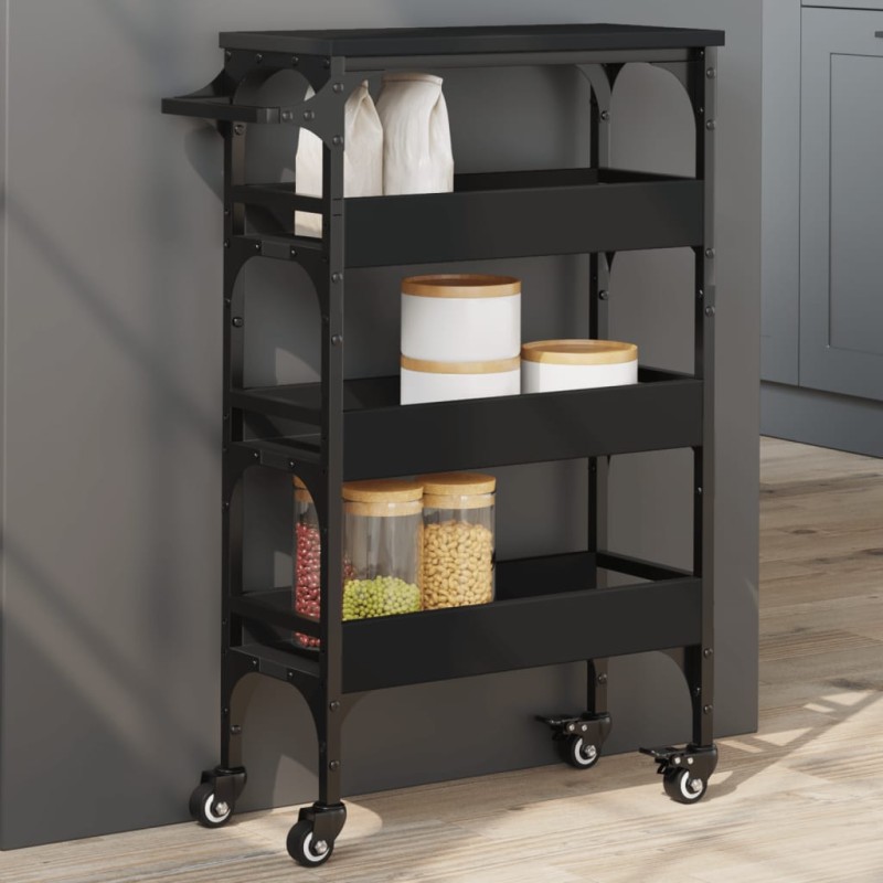 vidaXL Küchenwagen Schwarz 53x20x76 cm Holzwerkstoff vidaXL Küchenwagen Schwarz 53x20x76 cm Holzwerkstoff