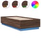 vidaXL Bettgestell mit LED Braun Eichen-Optik 90x200 cm Holzwerkstoff vidaXL Bettgestell mit LED Braun Eichen-Optik 90x200 cm Holzwerkstoff