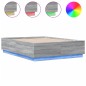 vidaXL Bettgestell mit LED Grau Sonoma 140x190 cm Holzwerkstoff vidaXL Bettgestell mit LED Grau Sonoma 140x190 cm Holzwerkstoff