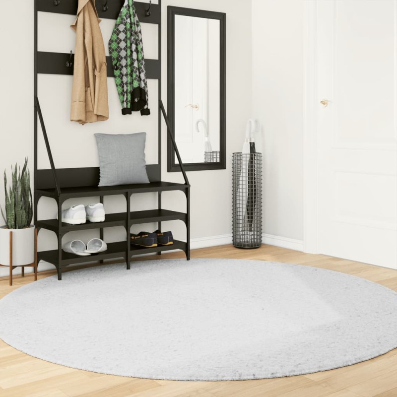 vidaXL Teppich OVIEDO Kurzflor Grau Ø 200 cm vidaXL Teppich OVIEDO Kurzflor Grau Ø 200 cm