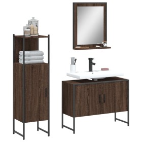 vidaXL 3-tlg. Badmöbel-Set Braun Eichen-Optik Holzwerkstoff