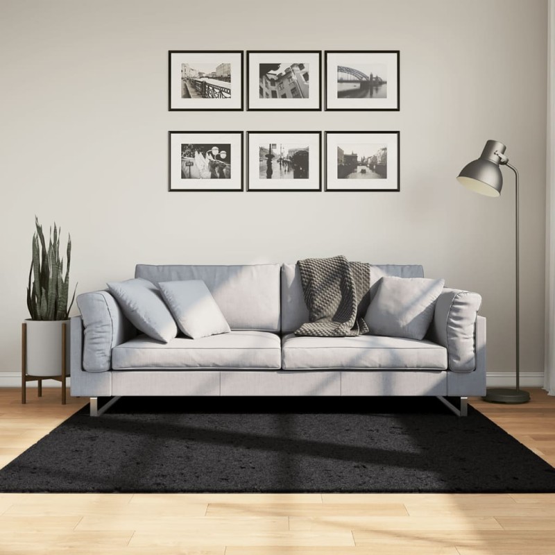 vidaXL Teppich OVIEDO Kurzflor Schwarz 160x160 cm vidaXL Teppich OVIEDO Kurzflor Schwarz 160x160 cm