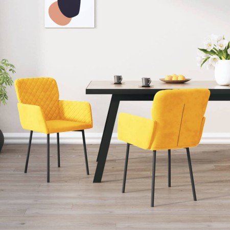 vidaXL Esszimmerstühle 2 Stk. Gelb Samt