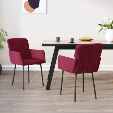 vidaXL Esszimmerstühle 2 Stk. Weinrot Samt