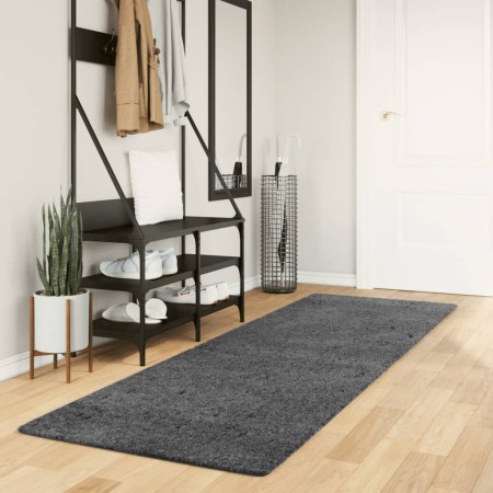 vidaXL Teppich OVIEDO Kurzflor Anthrazit 80x250 cm