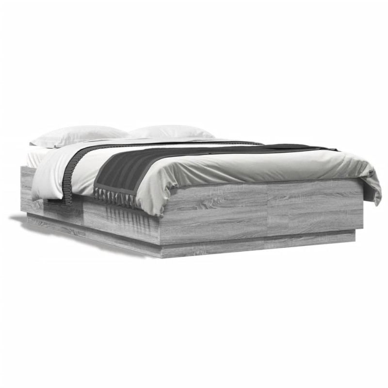 vidaXL Bettgestell Grau Sonoma 140x200 cm Holzwerkstoff vidaXL Bettgestell Grau Sonoma 140x200 cm Holzwerkstoff